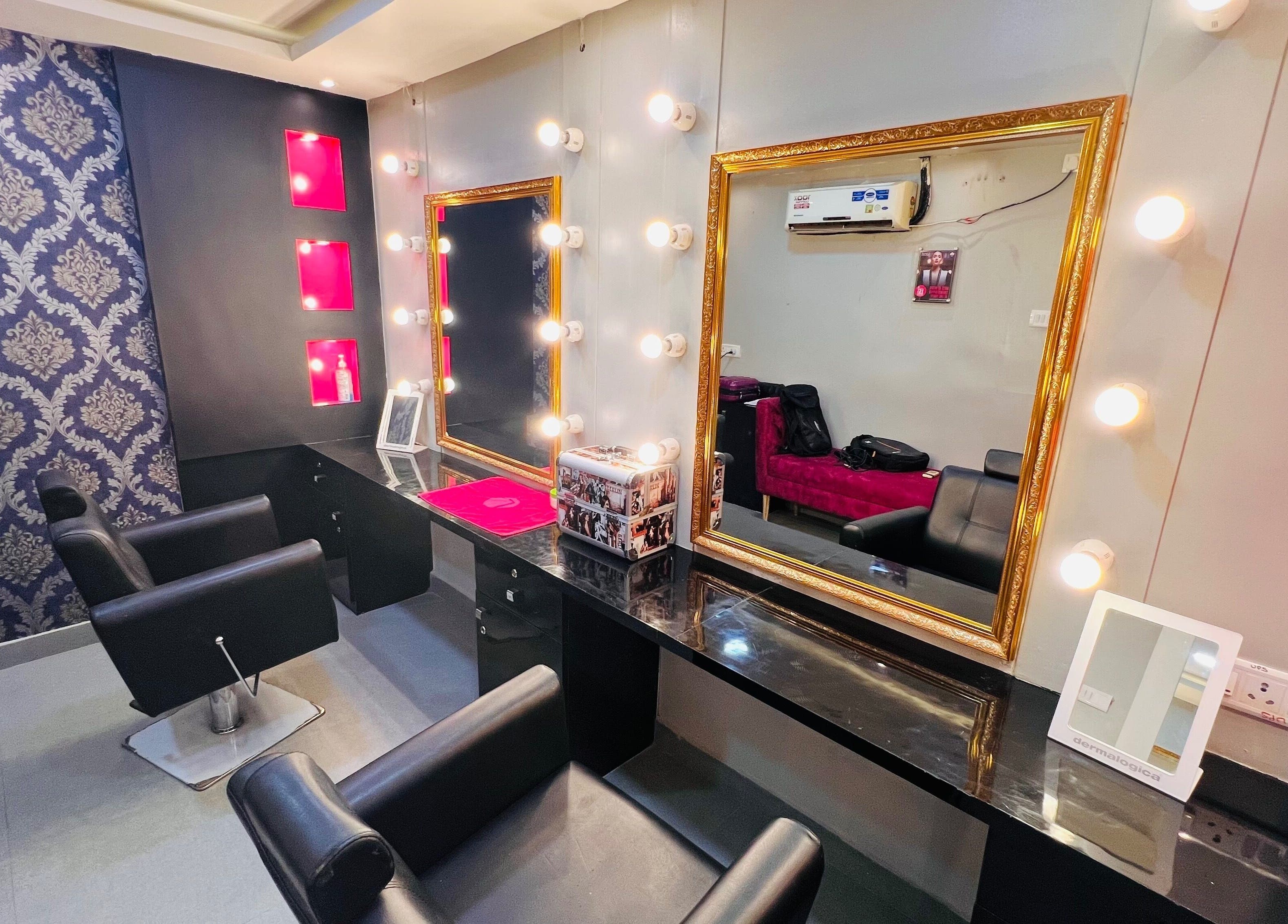 Luxurious styling chairs and mirrors at Lakme Salon Kompally in Hyderabad, Telangana, IN.