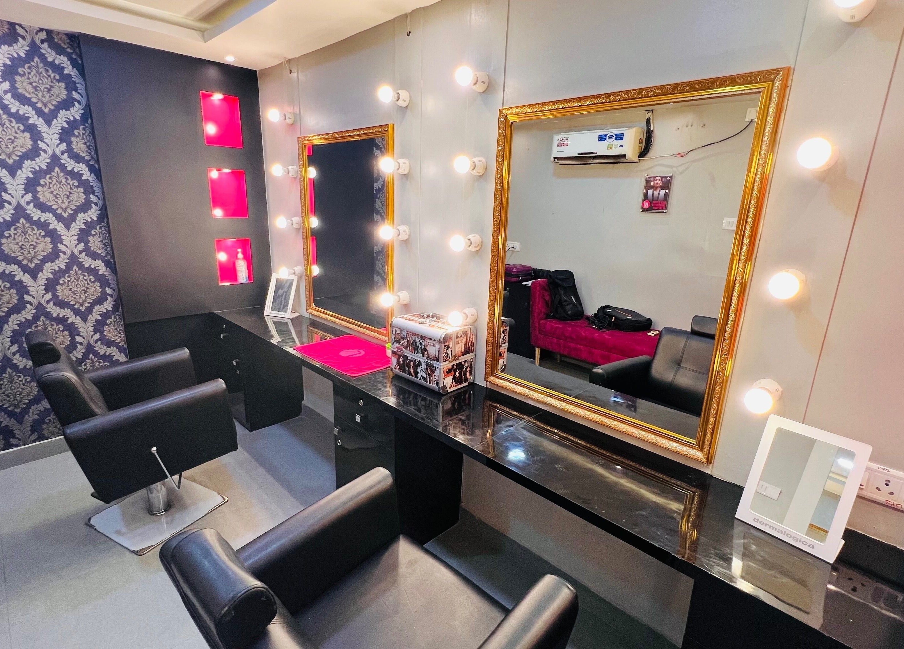 Luxurious styling chairs and mirrors at Lakme Salon Kompally in Hyderabad, Telangana, IN.
