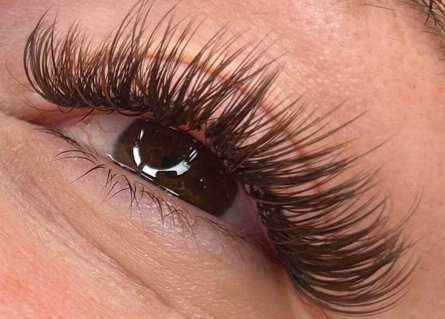 Close-up of voluminous lashes at JLR Lashes, Port Seton, Scotland, GB, showcasing stunning lash extensions.