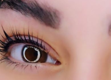 Close-up of beautifully enhanced eyelashes at My Aesthetics Studio (Beauty&Health) in Doncaster, England, GB.