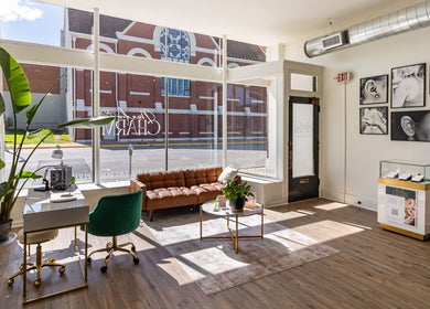 Bright interior of Meadow & Charm - NEW LOCATION COUNCIL BLUFFS, Council Bluffs, Iowa, US. Modern decor with natural light.