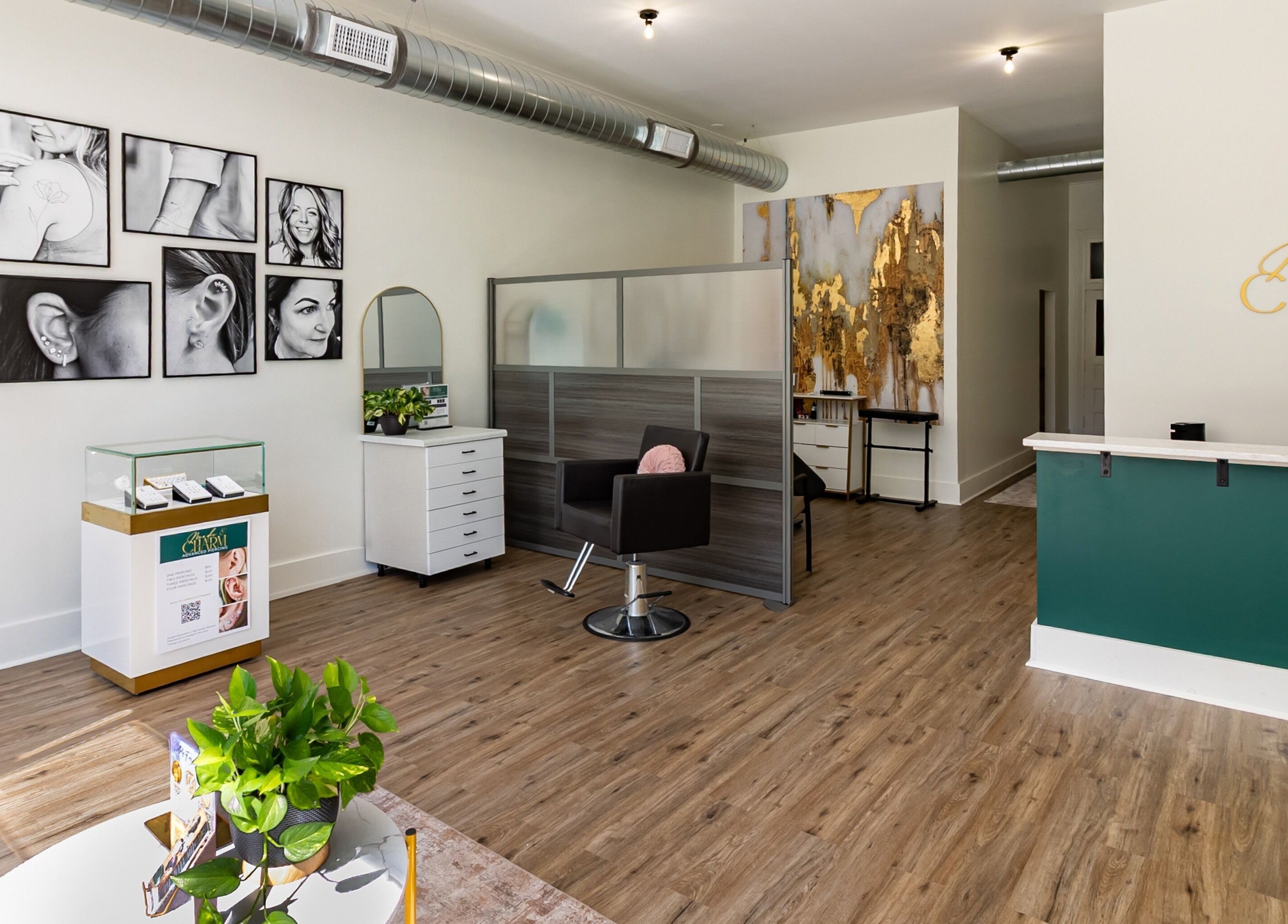 Stylish interior of Meadow & Charm - Council Bluffs in Iowa, US, featuring modern decor and seating area.