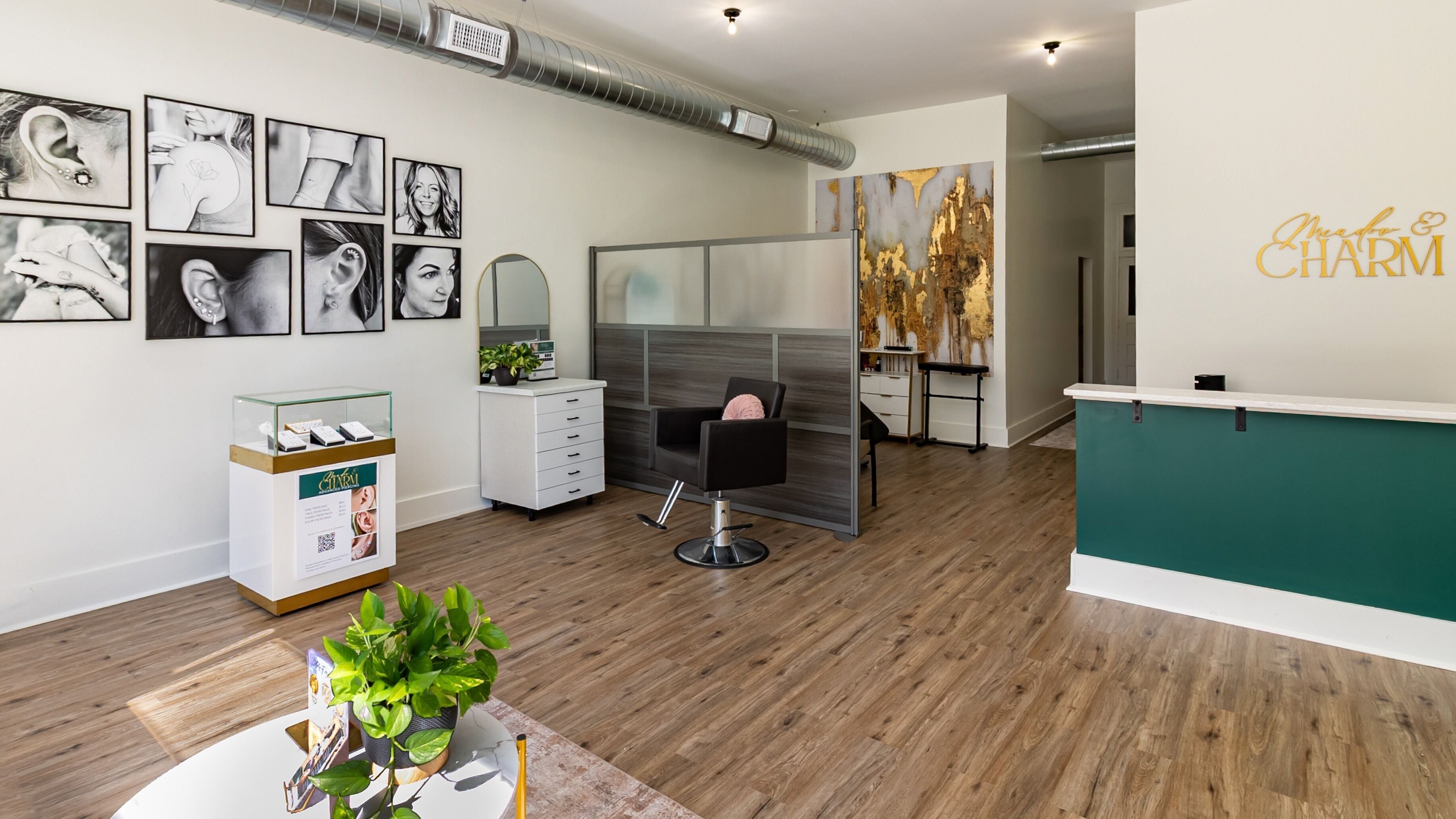 Stylish interior of Meadow & Charm - Council Bluffs in Iowa, US, featuring modern decor and seating area.