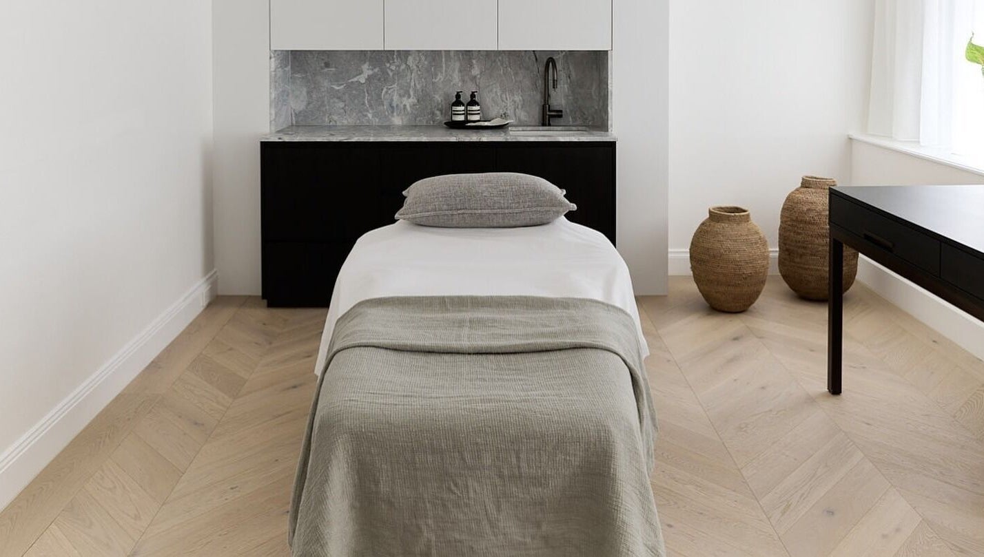 Relaxing treatment room at Hale Aesthetics, Barton, Australian Capital Territory, AU, featuring a cozy bed.