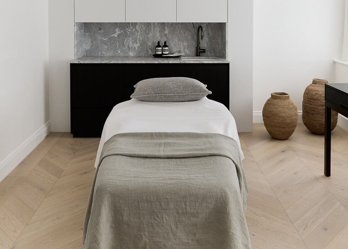 Relaxing treatment room at Hale Aesthetics, Barton, Australian Capital Territory, AU, featuring a cozy bed.