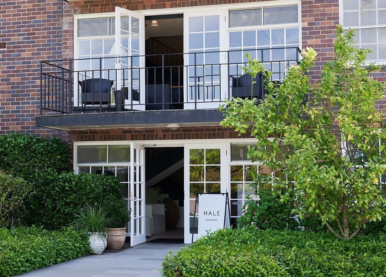 Hale Aesthetics entrance with manicured greenery in Barton, Australian Capital Territory, AU.