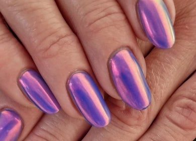 Stunning iridescent nails at Sarah Jane's Nails & Lashes, Southend-on-sea, England, GB.