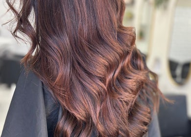 Elegant, wavy hairstyle at Obsessed Hair and Beauty, Falkirk, Stirlingshire, GB.