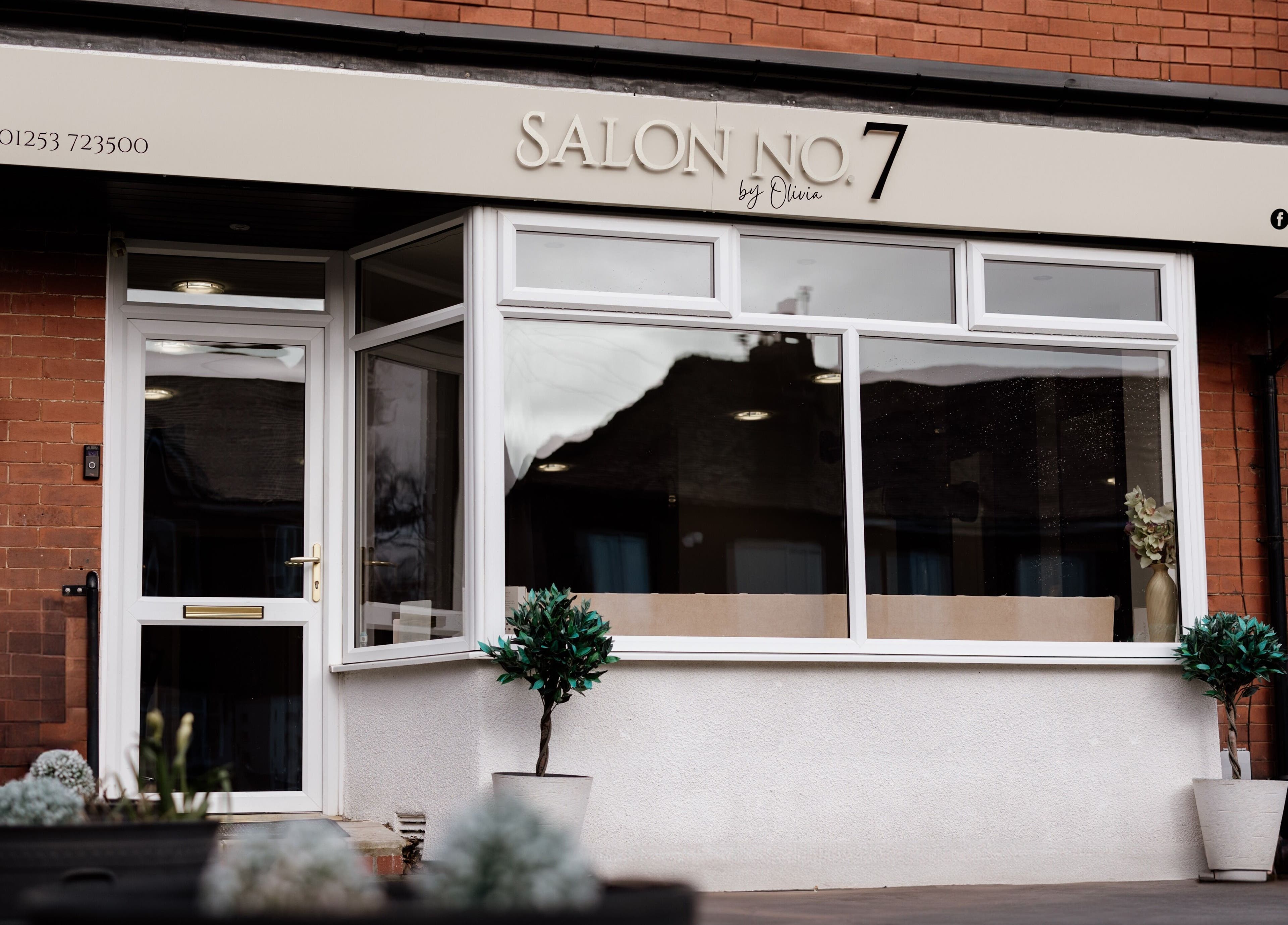 Exterior of Salon No.7 in Lytham St Annes, England, GB, showcasing a modern and inviting storefront.