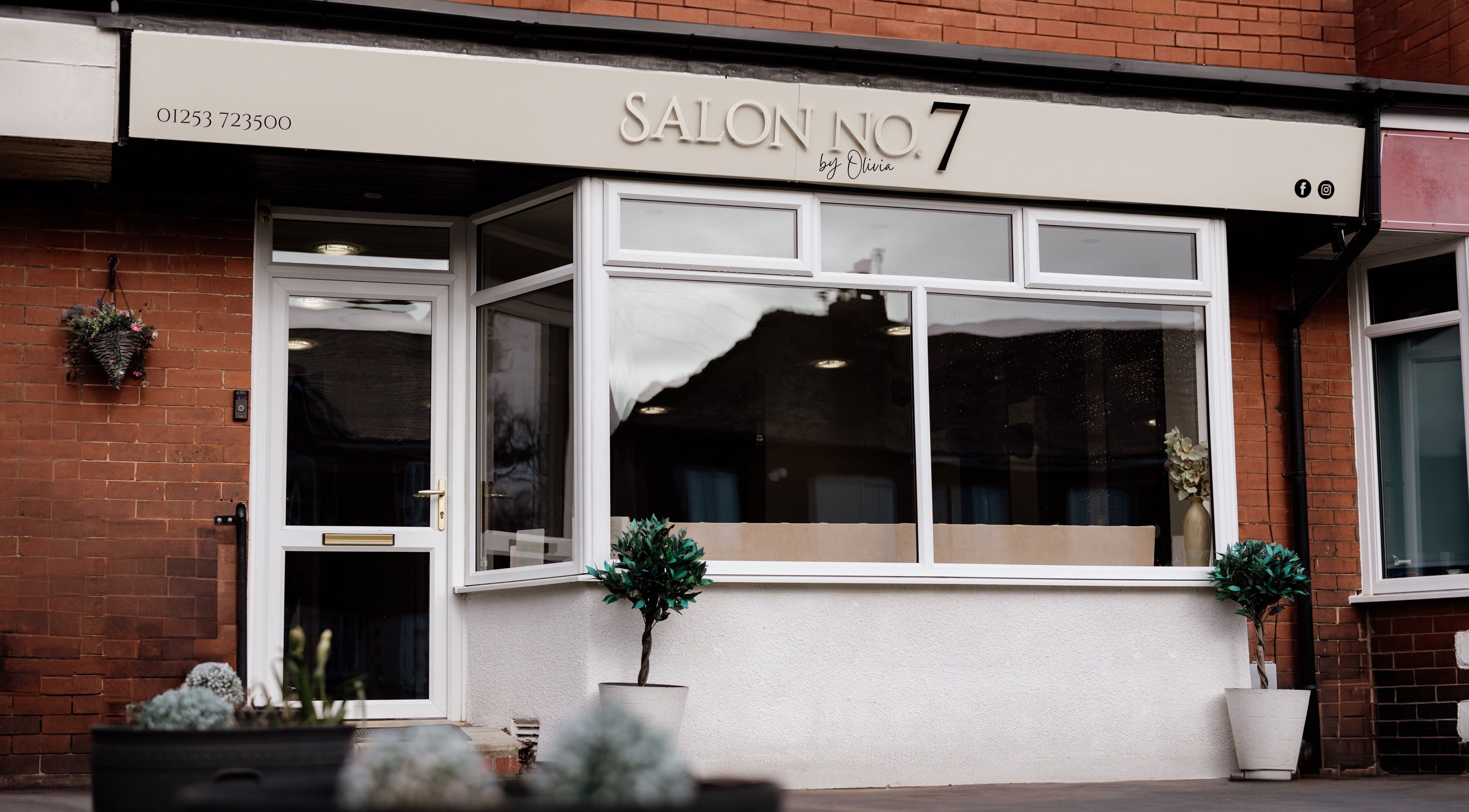 Exterior of Salon No.7 in Lytham St Annes, England, GB, showcasing a modern and inviting storefront.