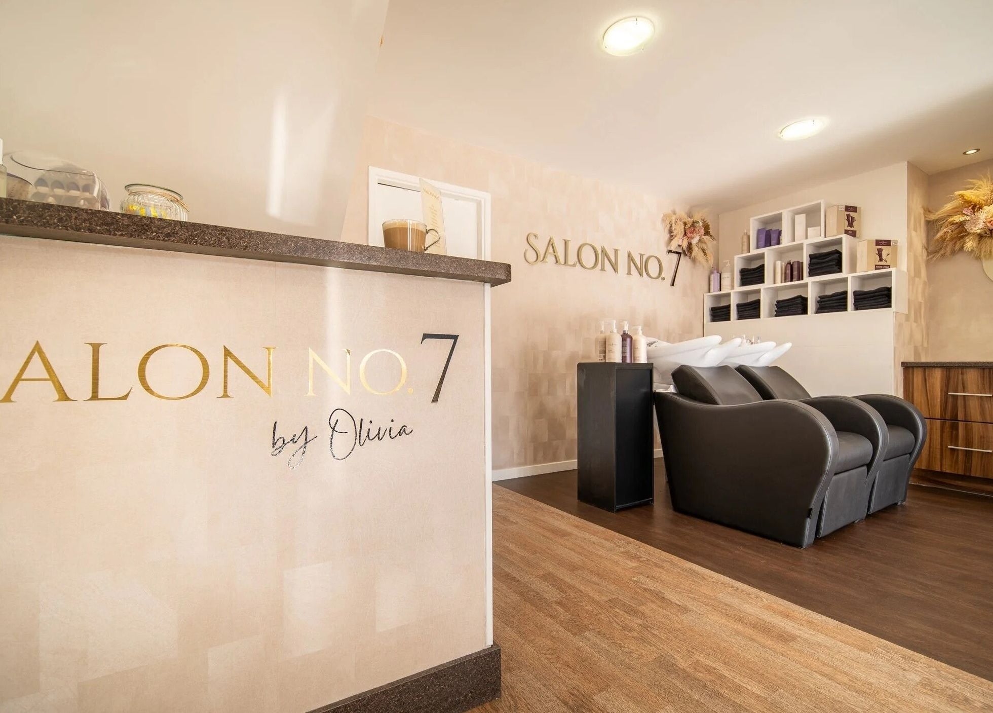 Modern interior of Salon No.7 in Lytham St Annes, England, GB showcases elegant furnishings and stylish decor.