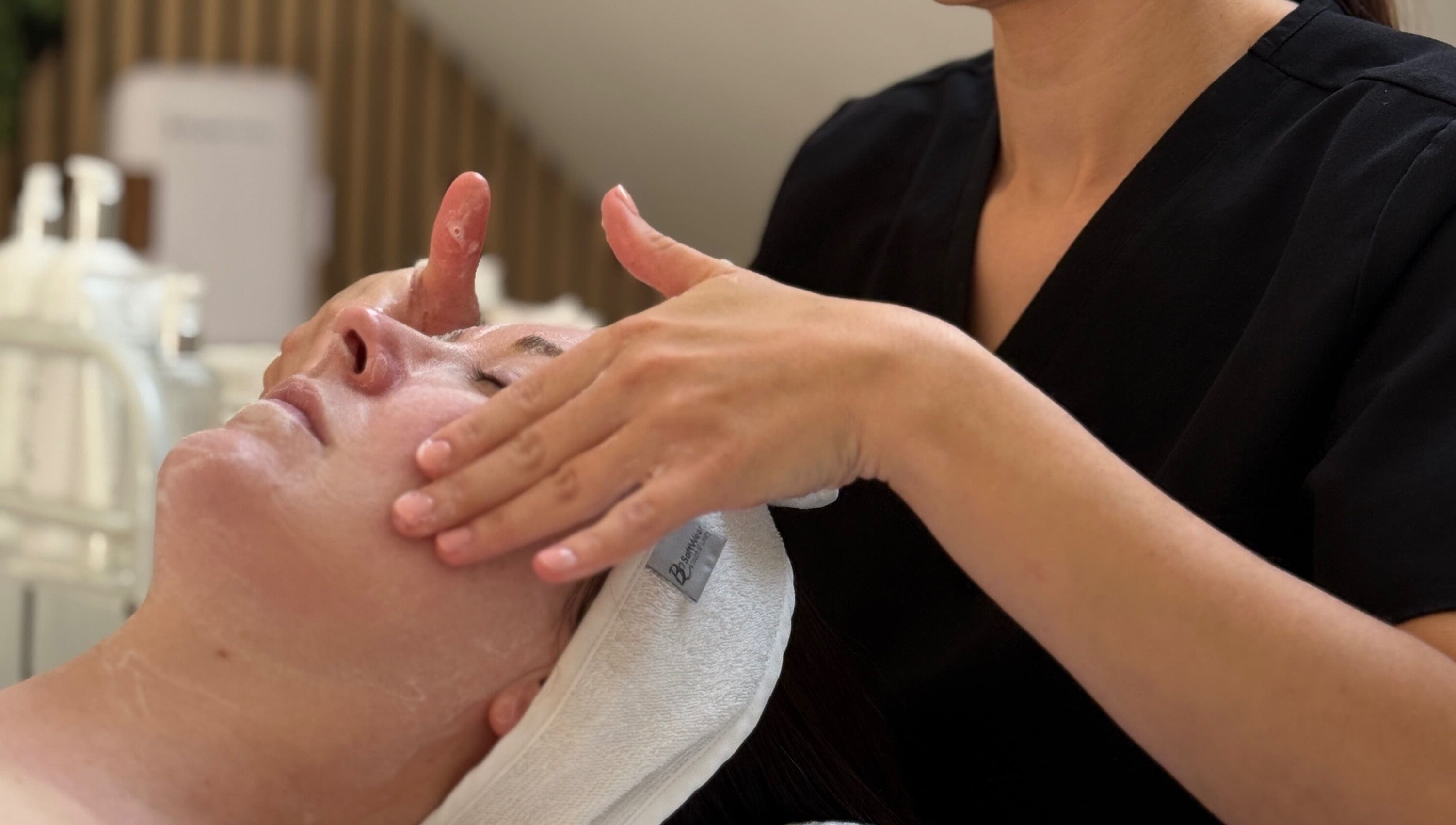 Relaxing facial treatment at HD Skin Clinic Lancs, Euxton, England, GB, highlighting expert skincare.