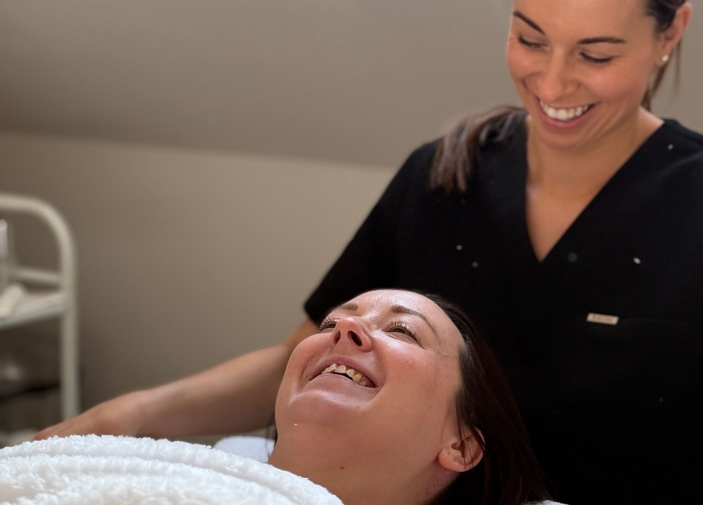 Client enjoying skincare treatment at HD Skin Clinic Lancs, Euxton, England, GB.