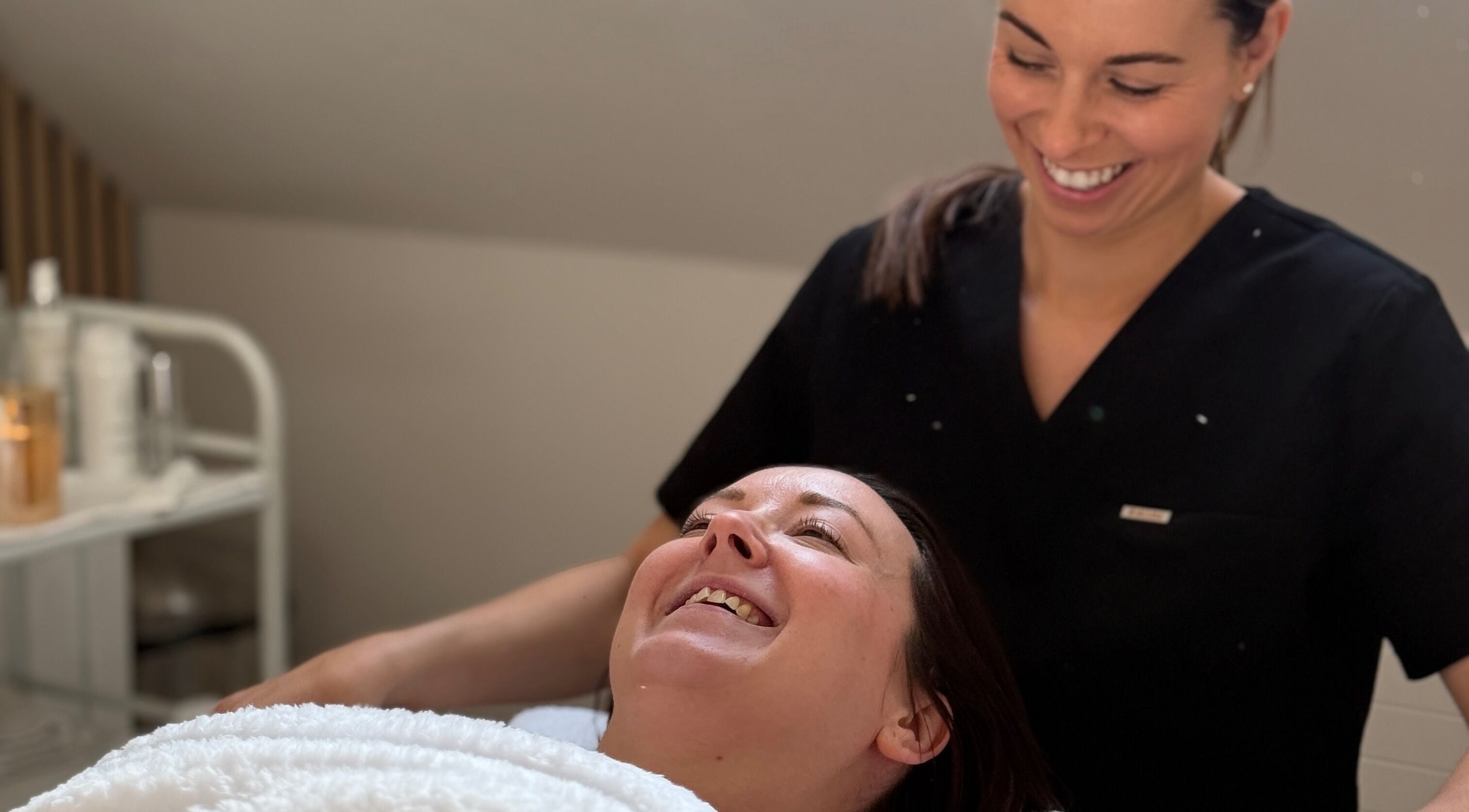 Client enjoying skincare treatment at HD Skin Clinic Lancs, Euxton, England, GB.