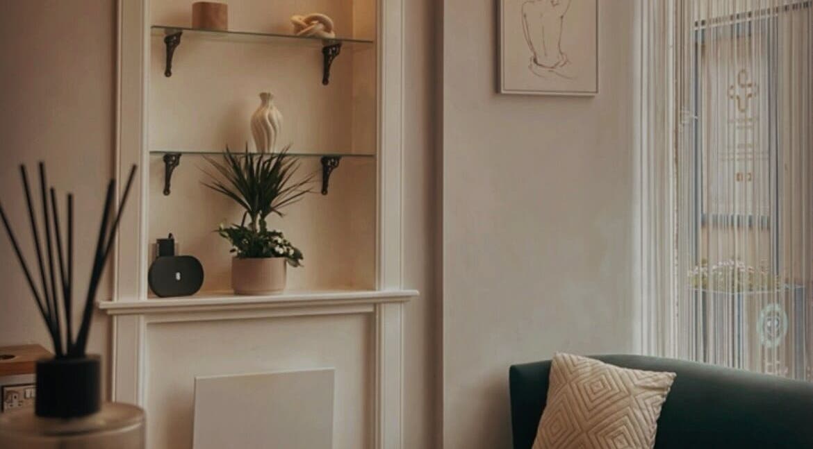 Tranquil interior at Emma James-Creative Salon, North Berwick, Scotland, GB with elegant decor and plants.