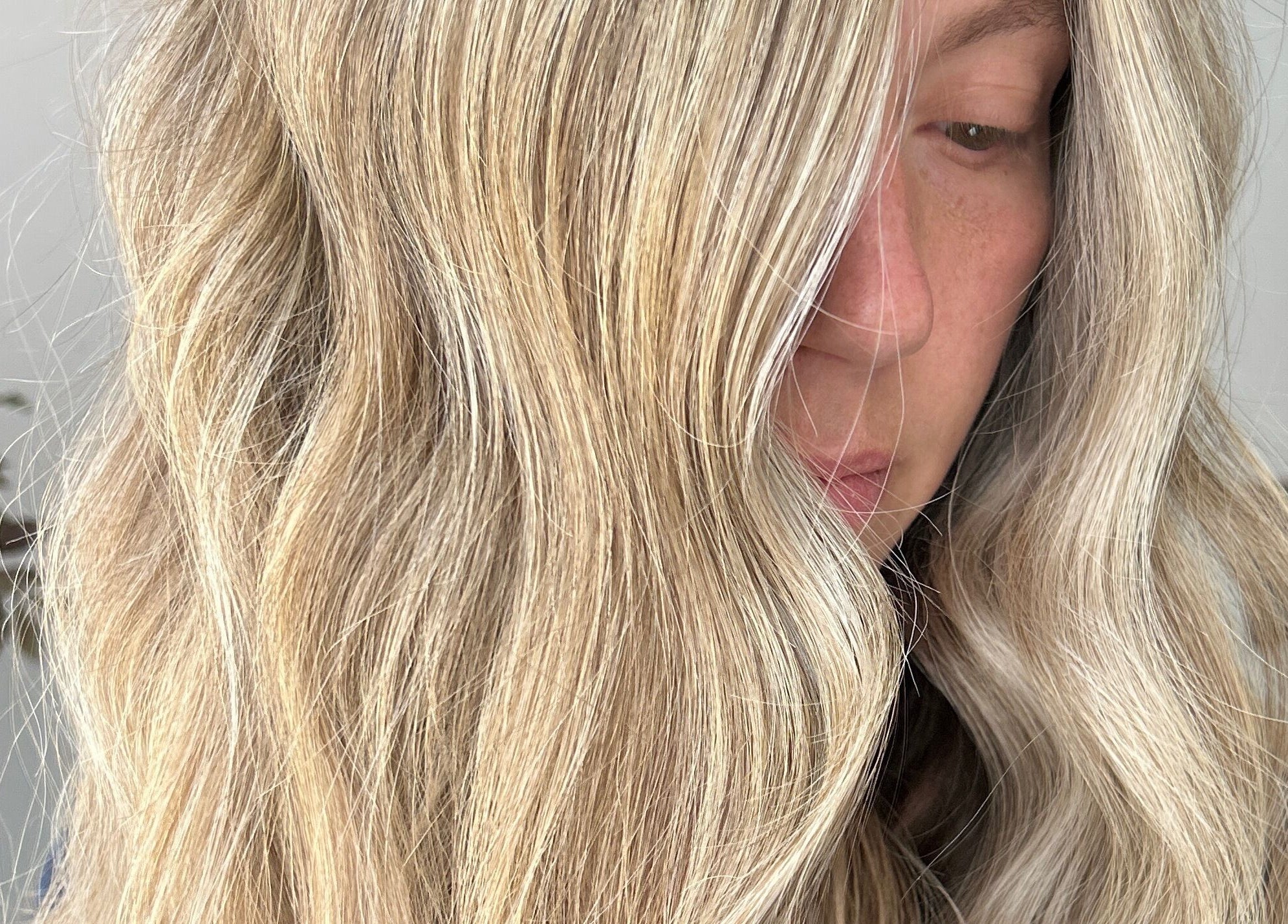 Blonde wavy hairstyle at Emma James-Creative Salon, North Berwick, Scotland, GB.
