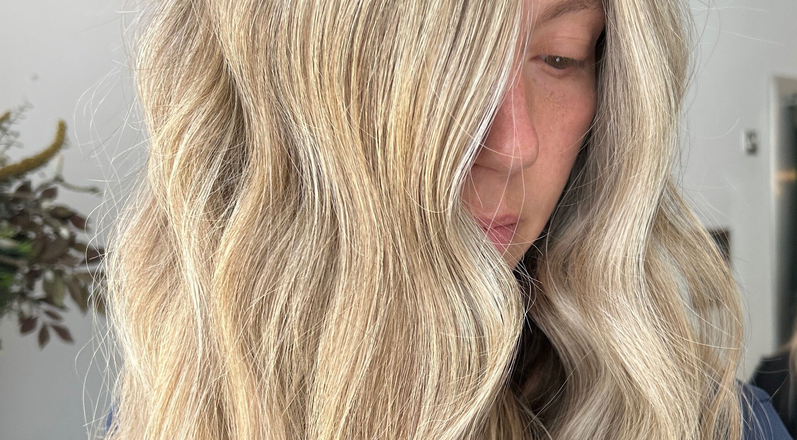 Blonde wavy hairstyle at Emma James-Creative Salon, North Berwick, Scotland, GB.