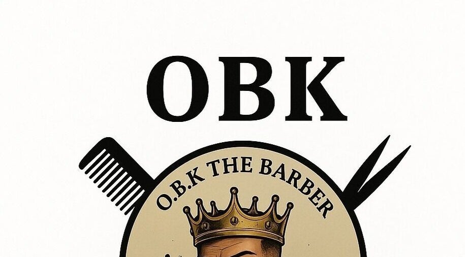 Obk The Barber logo features a crowned face with tools, Pretoria, Gauteng, ZA.