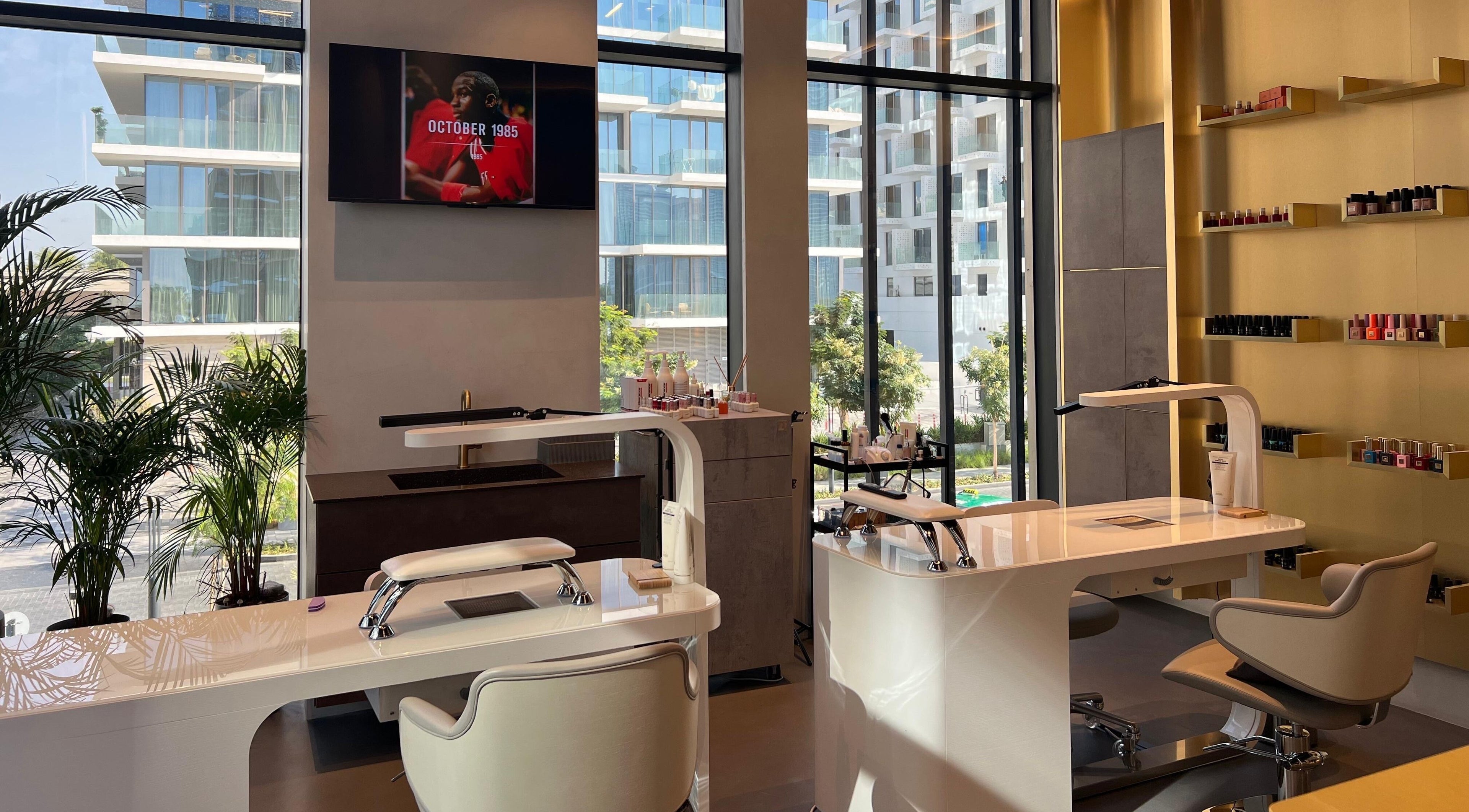 Elegant nail studio at Expert Center, Dubai, Dubai, AE featuring modern design and natural lighting.