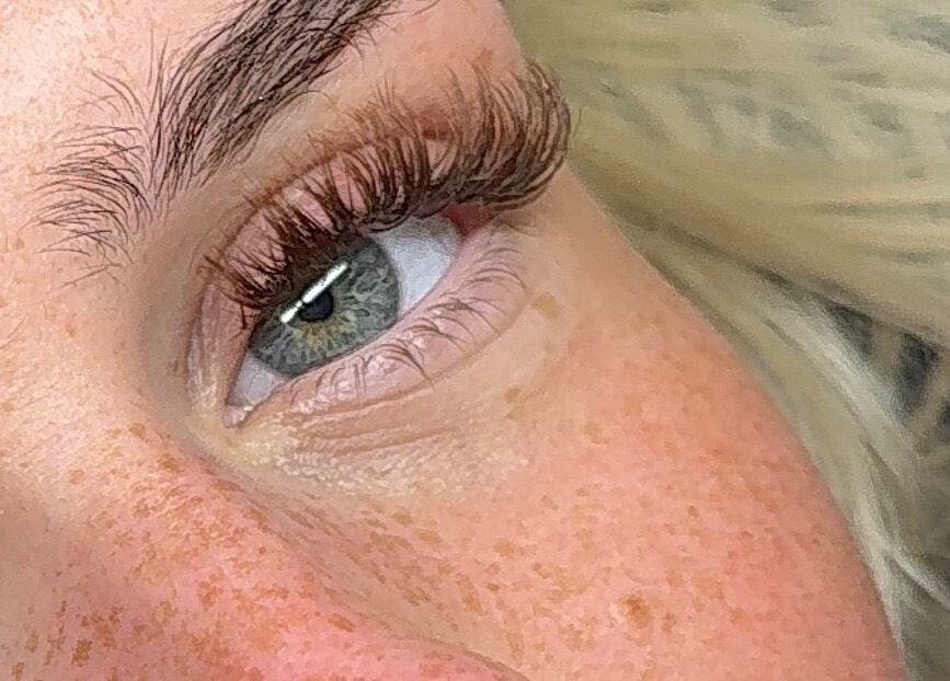 Close-up of a beautifully enhanced eye at Lush Lashes By Holly, Hunwick, England, GB.