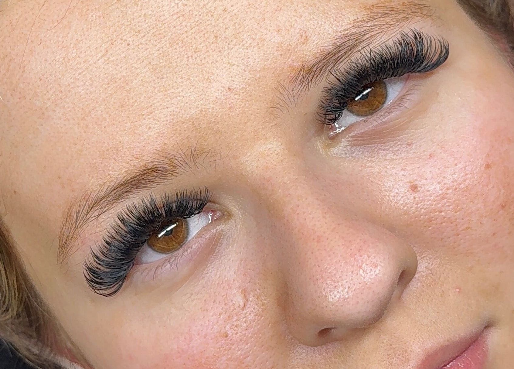 Close-up of elegant eyelash extensions at Lush Lashes By Holly, Hunwick, England, GB.