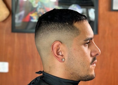 Close-up of a modern fade haircut at Stay Cut Barbers, Paraparaumu, Wellington, NZ.