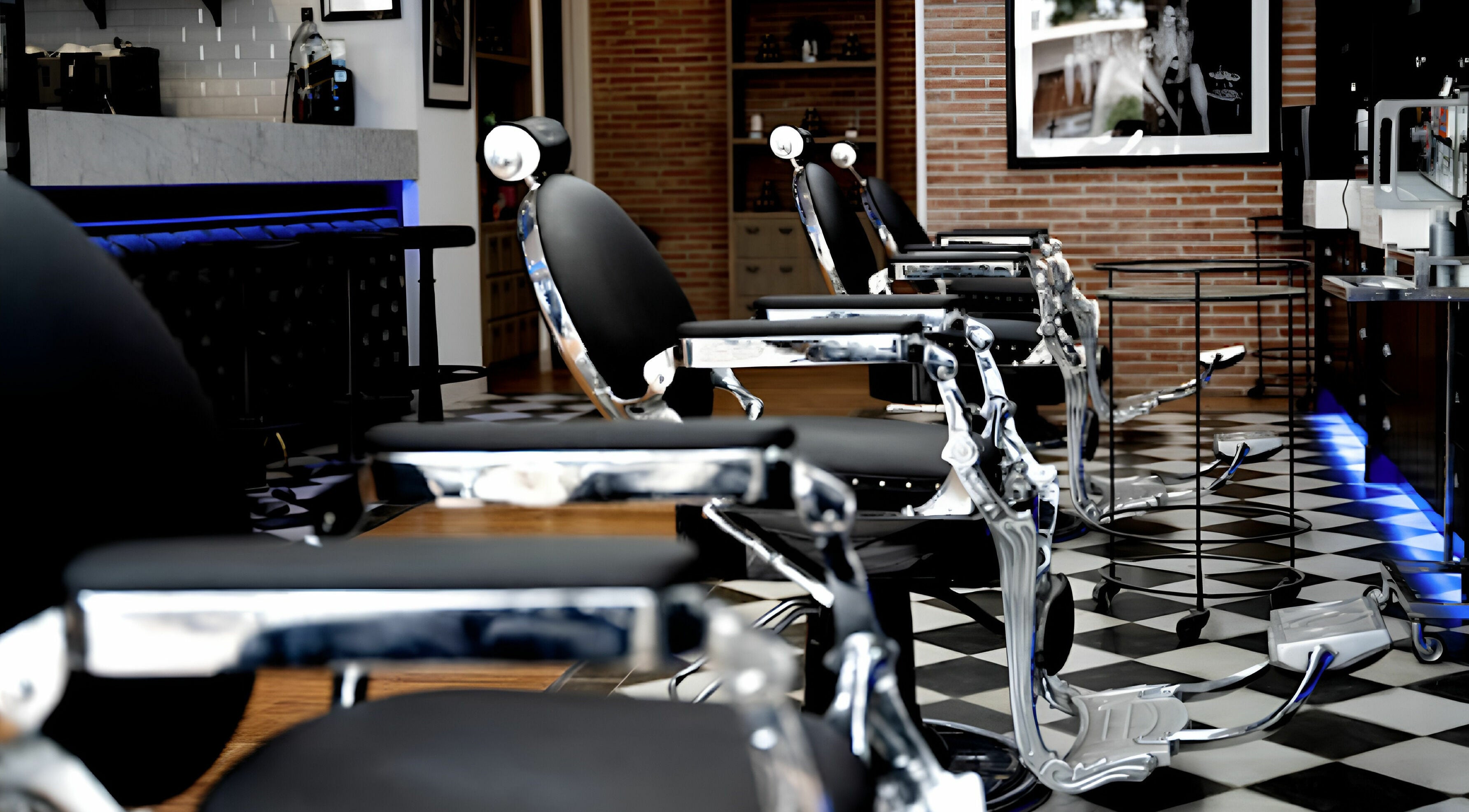 Luxurious barber chairs at The Men's Lounge Marbella in Marbella, Andalucía, ES.