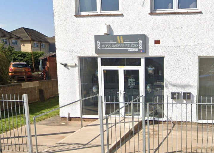 Front view of Moss Barber Studio in Llantrisant, Wales, GB, showcasing modern exterior design.