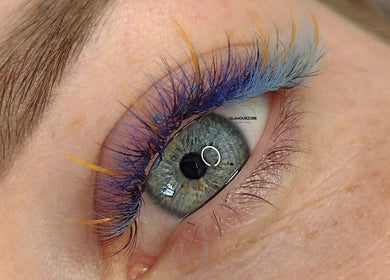 Close-up of vibrant lash styling at Beauty Room by Kamila Borowska in Edinburgh, Scotland, GB.