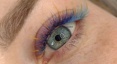 Close-up of vibrant lash styling at Beauty Room by Kamila Borowska in Edinburgh, Scotland, GB.