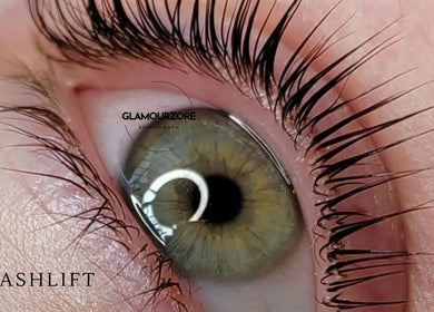 Close-up of lifted eyelashes at Beauty Room by Kamila Borowska, Edinburgh, Scotland, GB.