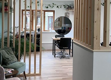 Modern salon interior at Lisa Campbell Hairdressing at The Lounge Hair & Beauty Ltd Beachampton, Beachampton, England, GB.