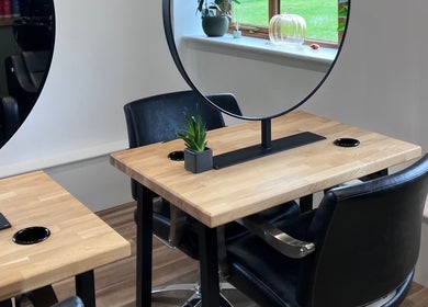 Modern styling station at Lisa Campbell Hairdressing, The Lounge Hair & Beauty Ltd Beachampton, England, GB.