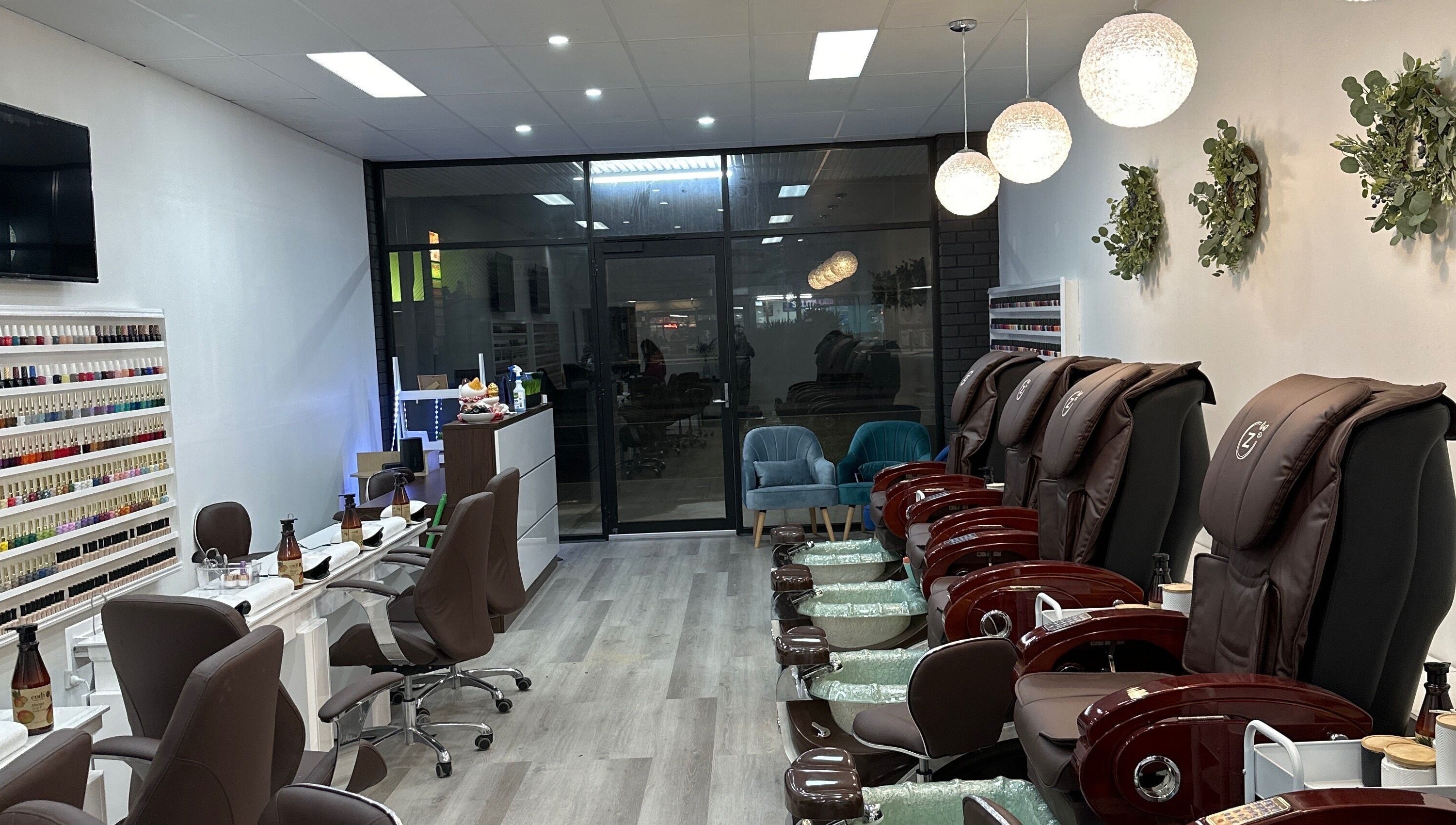 Relaxing pedicure chairs at Jade Nails Spa, Woodville West, South Australia, AU invite guests for pampering.
