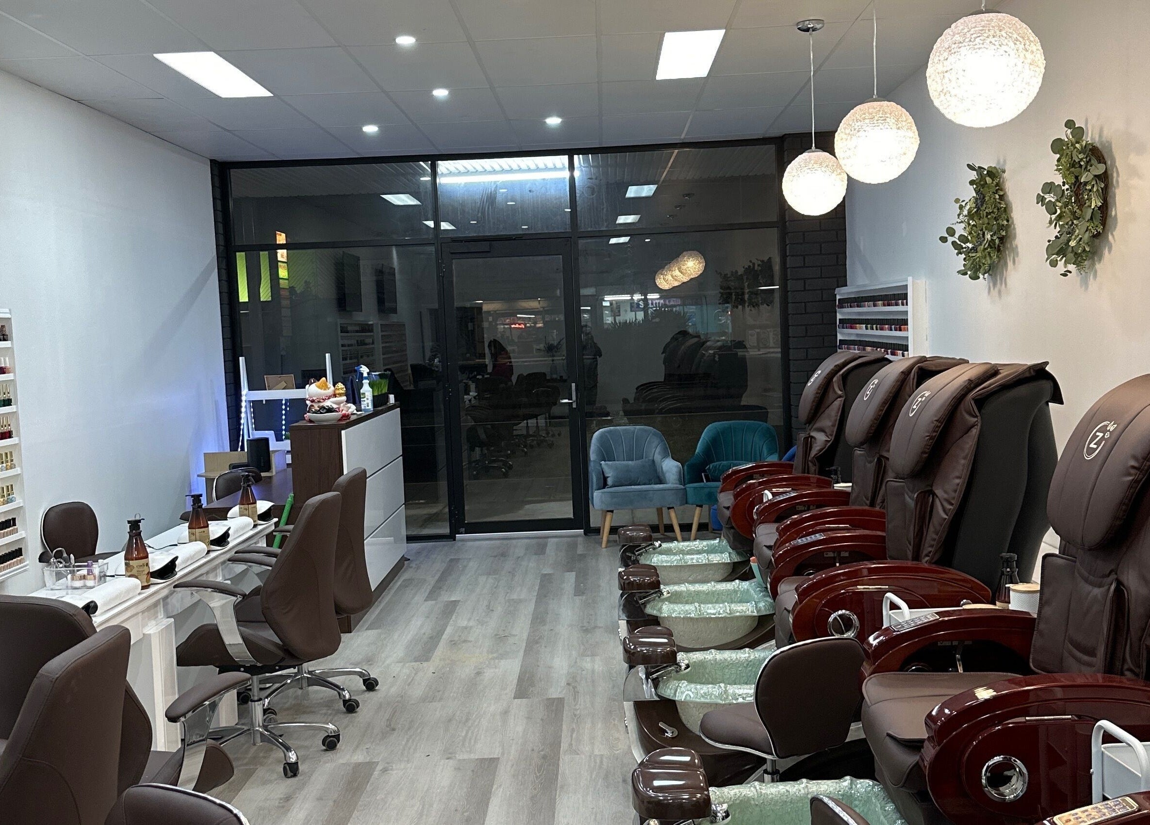 Relaxing pedicure chairs at Jade Nails Spa, Woodville West, South Australia, AU invite guests for pampering.