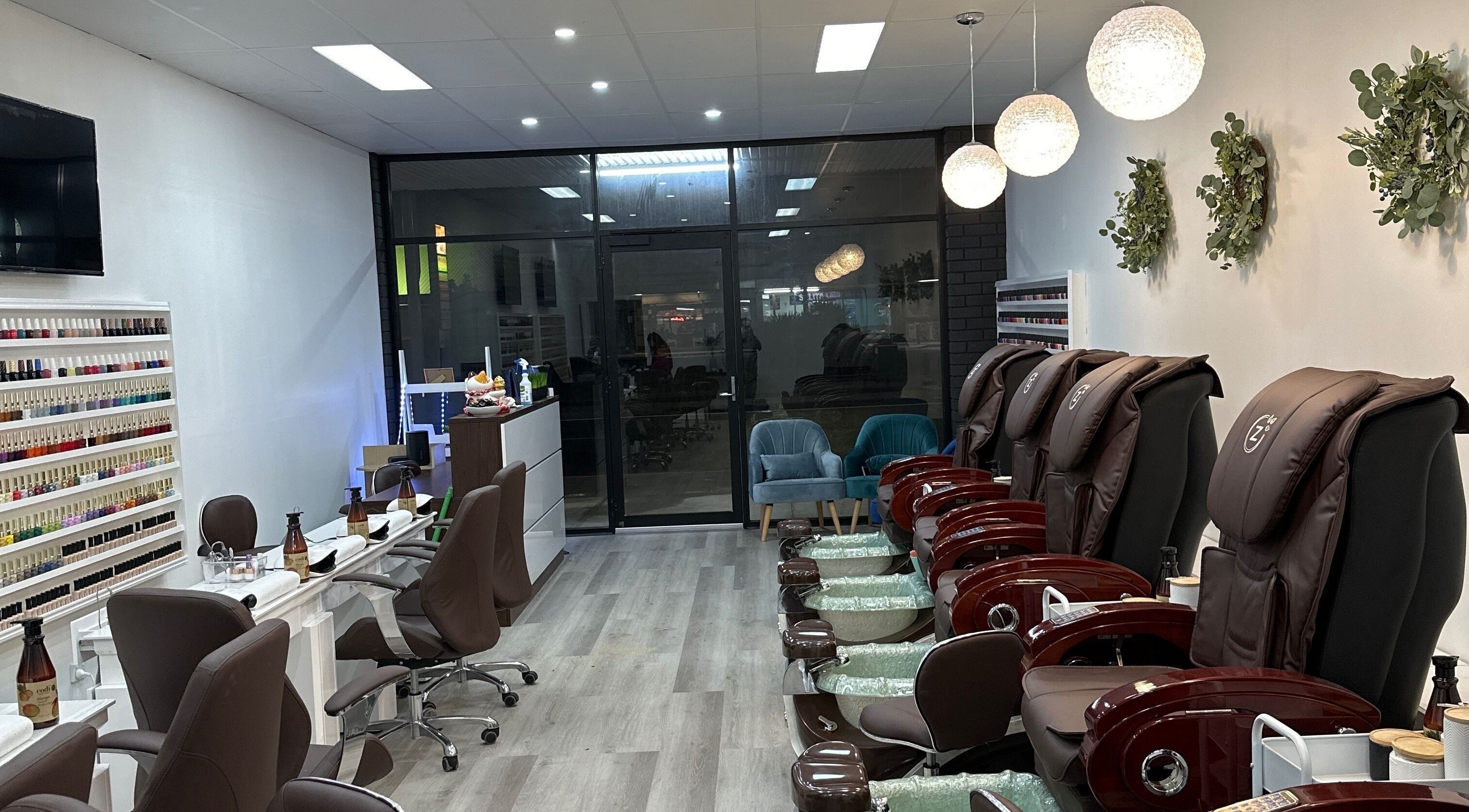 Relaxing pedicure chairs at Jade Nails Spa, Woodville West, South Australia, AU invite guests for pampering.