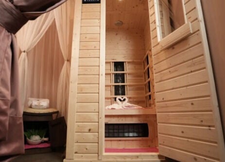 Warm wooden sauna at The Ruumah Spa Signature, Petaling Jaya, Selangor, MY offering relaxation and tranquility.