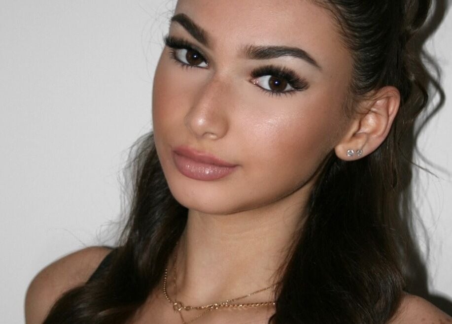 Close-up of model with styled lashes at Lashnbeauty Co, Vaughan, Ontario, CA.