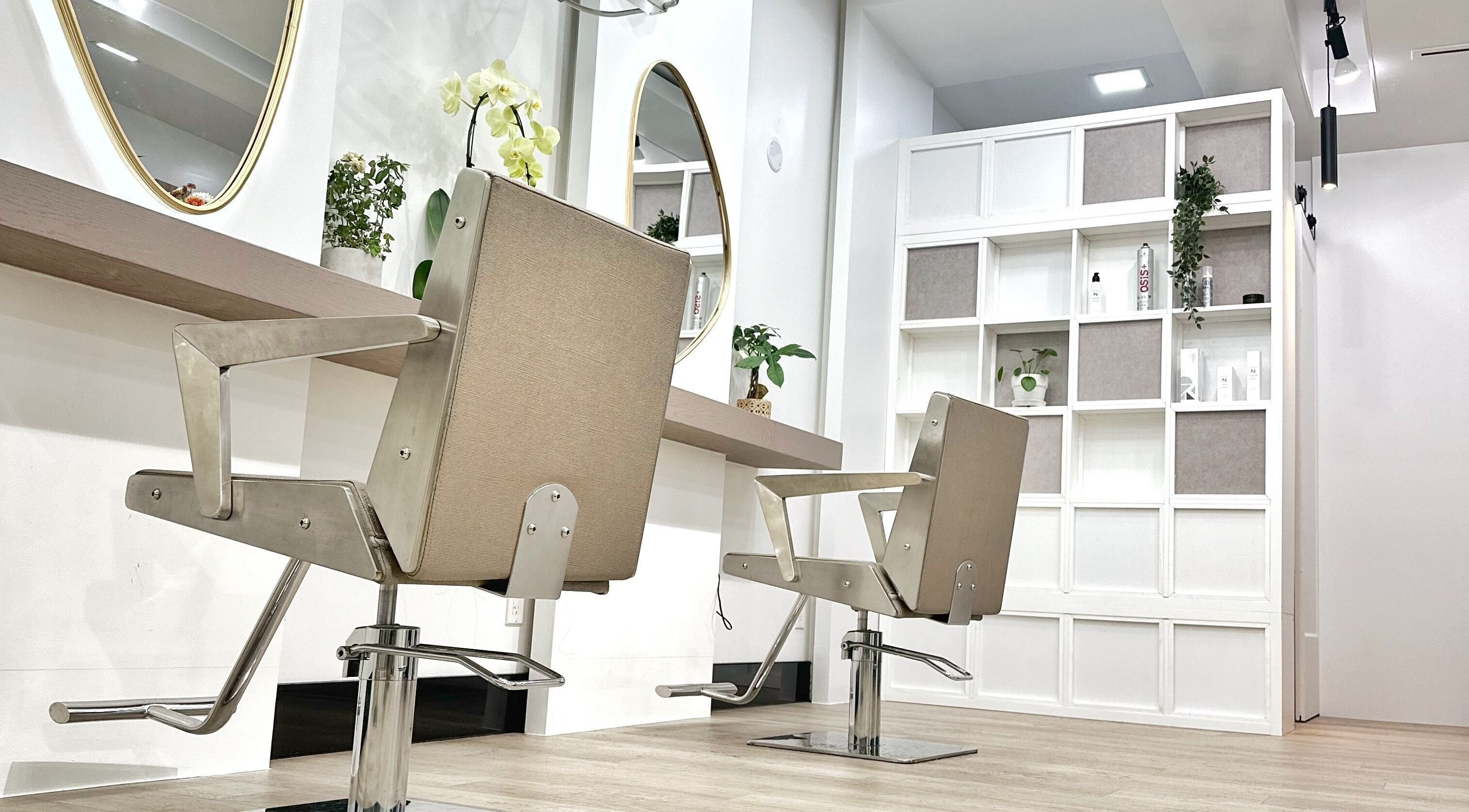 Sophisticated salon interior at i's. Japanese Hair & Eyelash Salon, Richmond, British Columbia, CA.