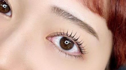 Close-up of beautifully styled eyelashes at i's. Japanese Hair & Eyelash Salon, Richmond, British Columbia, CA.