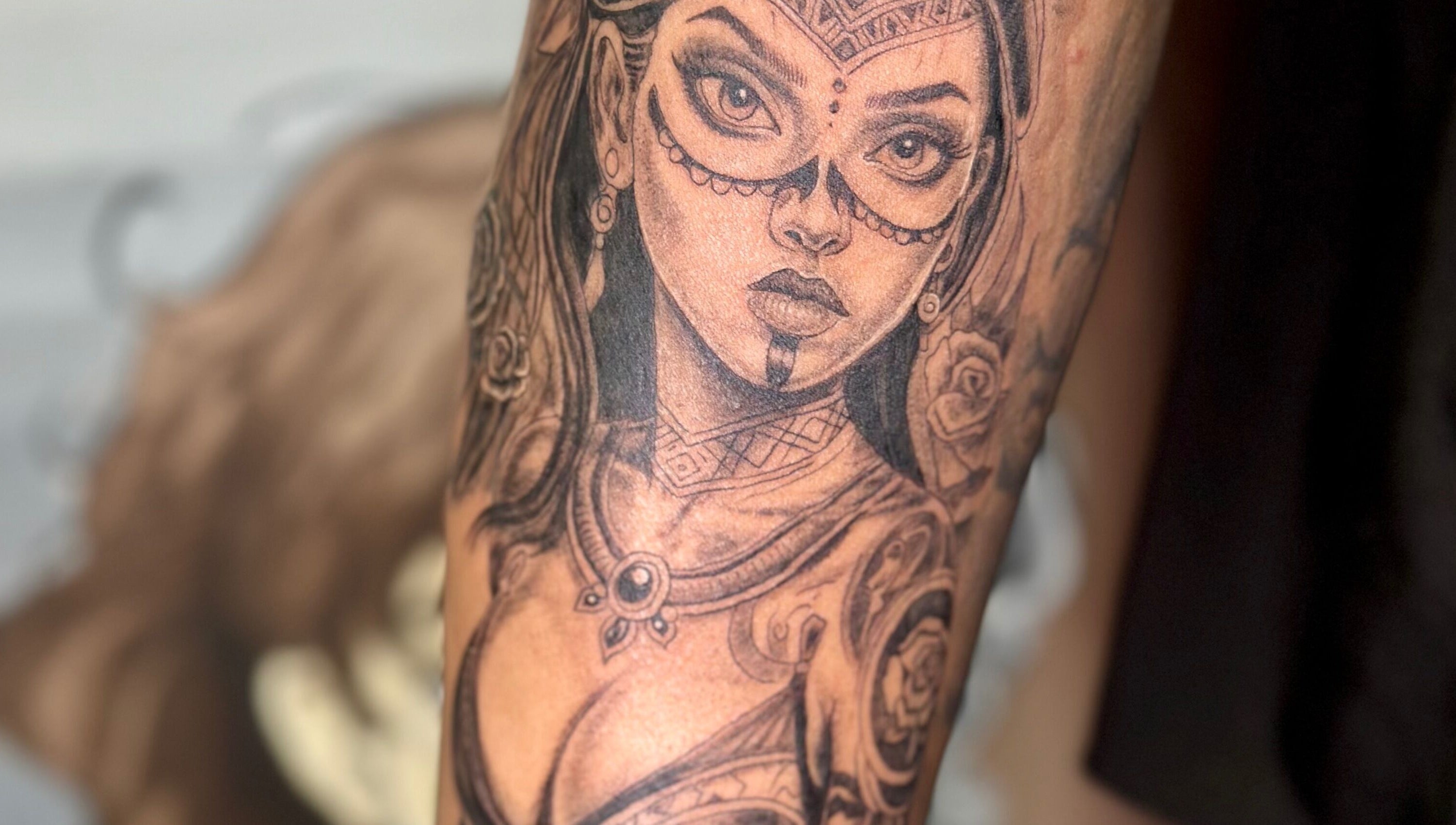 Detailed tattoo artwork featuring intricate designs at Casa Amor - Coming Soon, Hamilton, Ontario, CA.