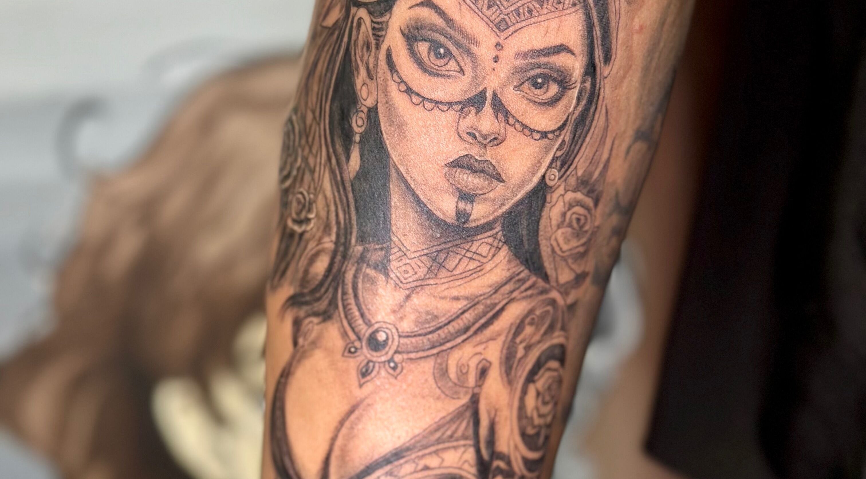 Detailed tattoo artwork featuring intricate designs at Casa Amor - Coming Soon, Hamilton, Ontario, CA.