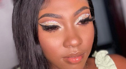 Close-up of glittery eye makeup by Made up By Adele in Kingstown, VC, showcasing artistic beauty.