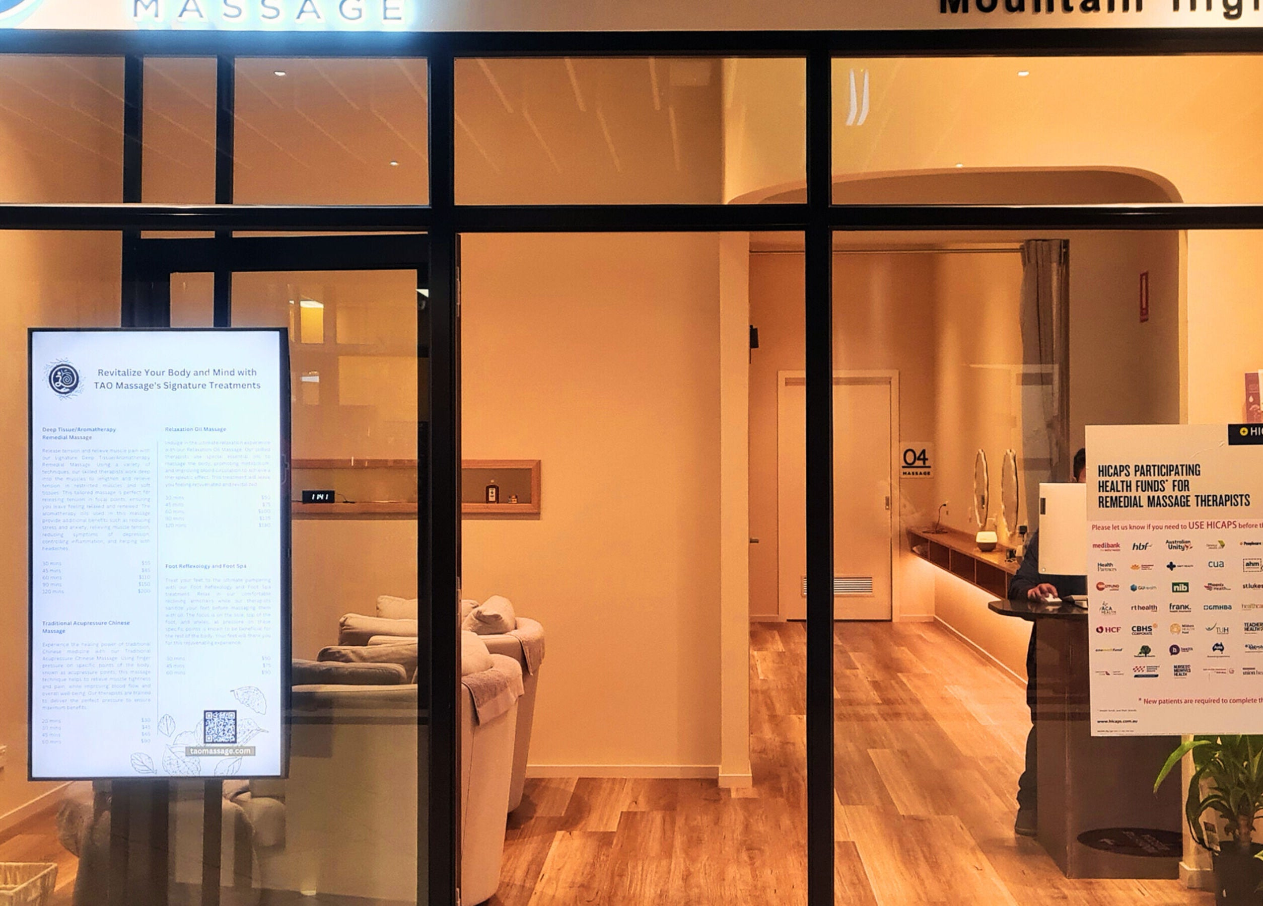 Entrance of Tao Massage Maddingley in Bacchus Marsh, Victoria, AU showcasing its serene interior ambiance.