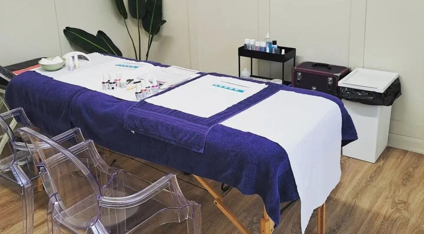 Elegant spa treatment table at Blossom Leaf, Bognor Regis, England, GB adorned with products.