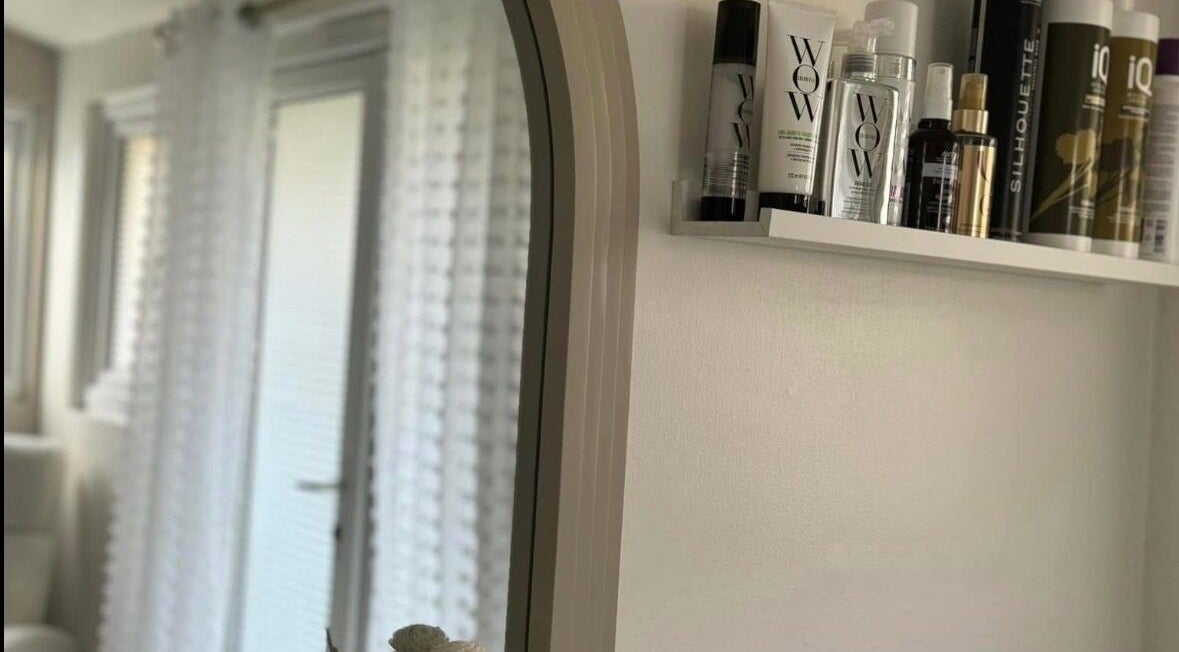 Elegant beauty product display at House of Beauty, Lydd, England, GB in a stylish, well-lit salon.