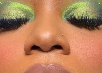 Bold green eye makeup with gems by Visage the Look, Saint Michael, Saint Michael, BB.