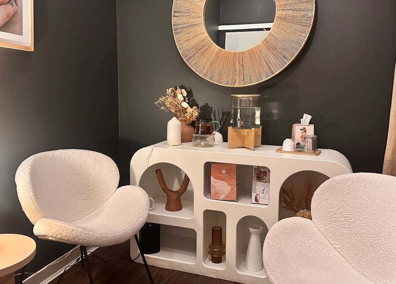 Inviting relaxation corner at Bump Day Spa, Double Bay, New South Wales, AU, featuring elegant decor.
