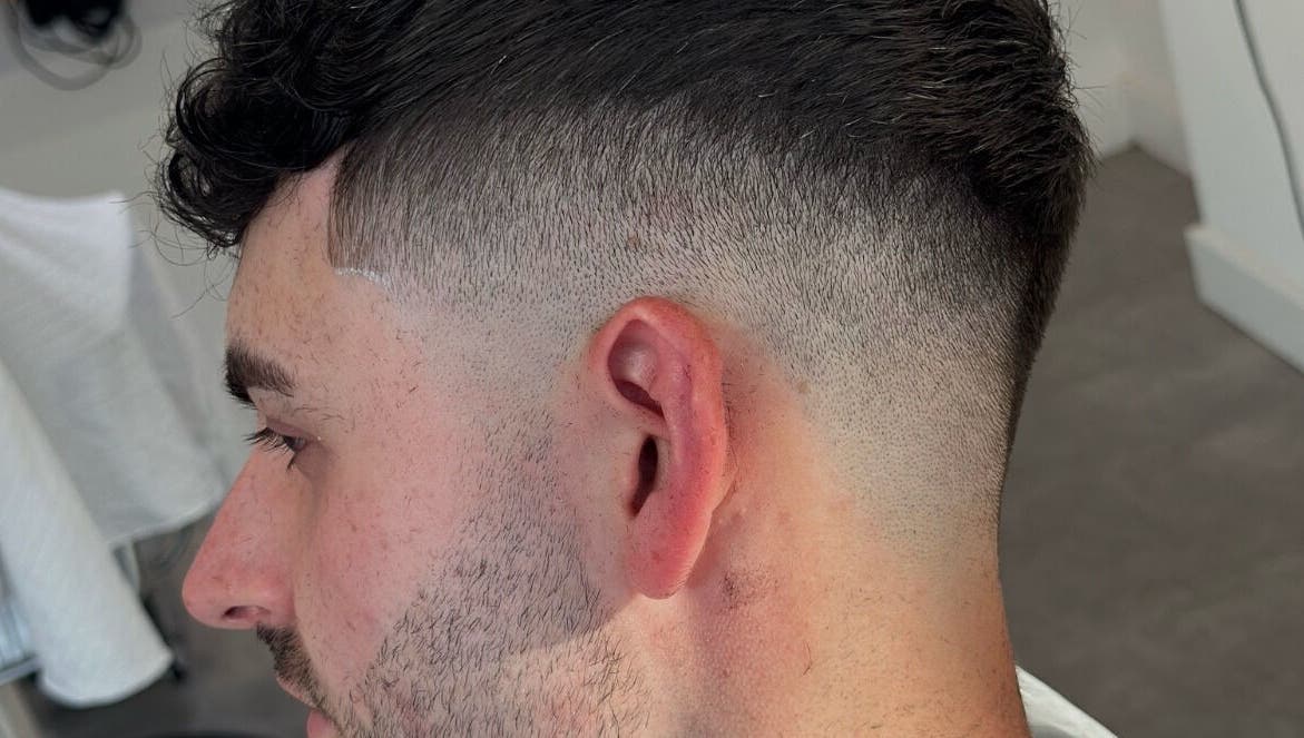Close-up of a modern fade haircut at HeroGapped Barber Studio, Bognor Regis, England, GB.