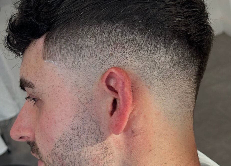 Close-up of a modern fade haircut at HeroGapped Barber Studio, Bognor Regis, England, GB.